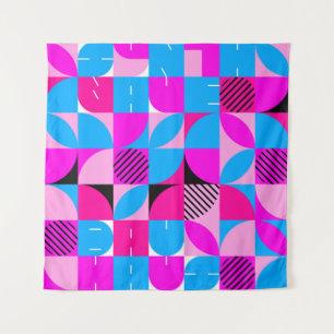 Bauhaus Synthwave #3 poster (pink-blau) Wandteppich
