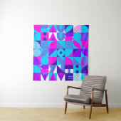 Bauhaus Synthwave #4 (pink-blau) — abstraktes Post Wandteppich (Beispiel)