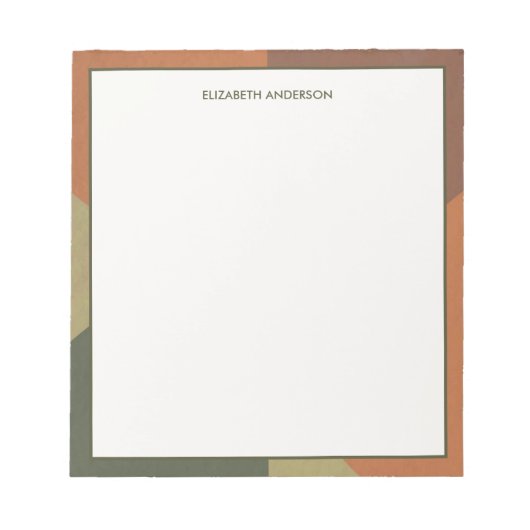 Bauhaus Terracotta Green Abstract Personalized Notizblock (Vorderseite)