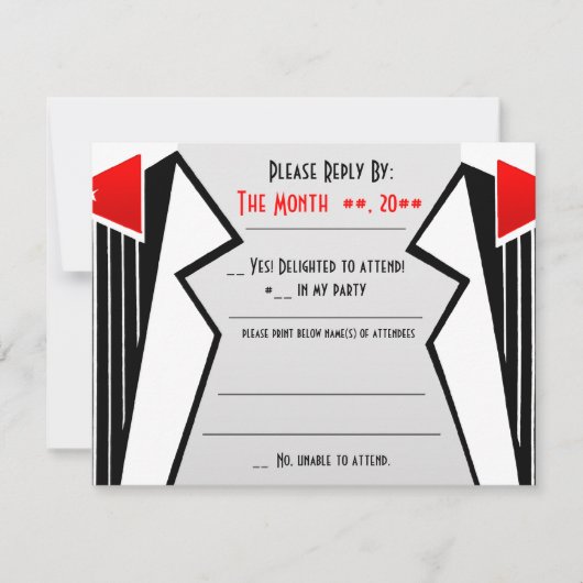 Bauhaus Tuxedo (Antwortkarte) RSVP Karte (Vorderseite)
