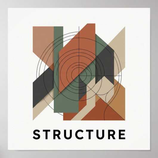 Bauhaus-Überlappende Geometrie-Quadrat-Plakat Poster (Vorne)