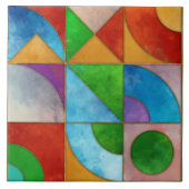 Bauhaus Wasserfarbe geometrisch abstrakt N1 Fliese (Vorderseite)