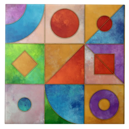 Bauhaus Wasserfarbe geometrisch abstrakt N3 Fliese (Vorderseite)