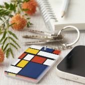 Bauhausmuster abstrakte geometrische Kunstmalerei  Schlüsselanhänger (Vorderseite rechts)