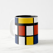 Bauhausmuster abstrakte geometrische Kunstmalerei Zweifarbige Tasse (Vorderseite Links)