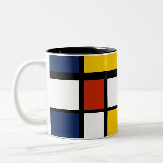 Bauhausmuster abstrakte geometrische Kunstmalerei Zweifarbige Tasse (Links)
