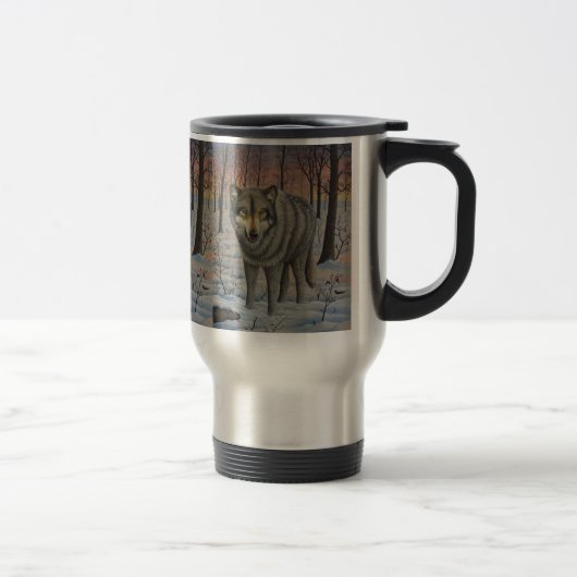 Bauholz-Wolf-Reise-Tasse Reisebecher (Rechts)