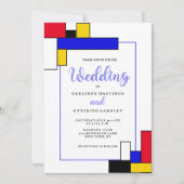Bauhouse Mondrian Style Wedding Einladung (Vorderseite)