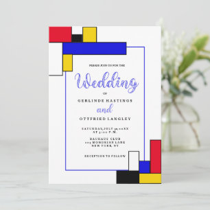 Bauhouse Mondrian Style Wedding Einladung