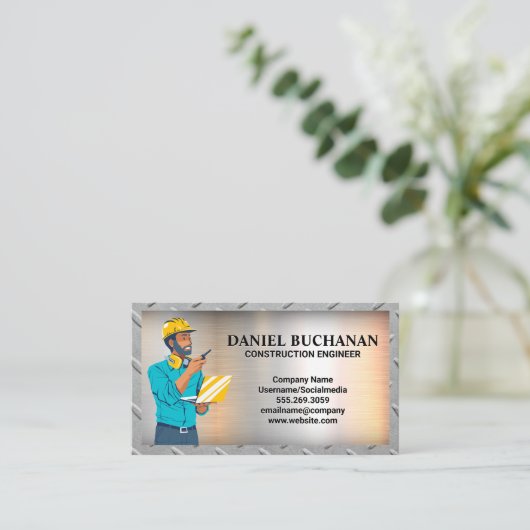 Bauingenieur | Metall Visitenkarte (Stehend Vorderseite)