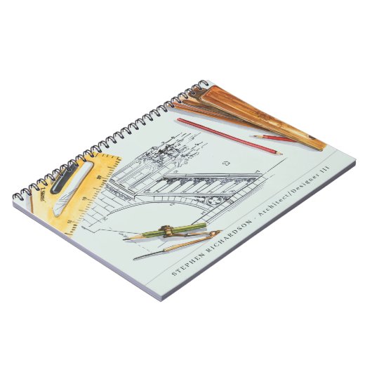 Bauingenieur Wasserfarbenmonogramm Notizblock (Linke Seite)