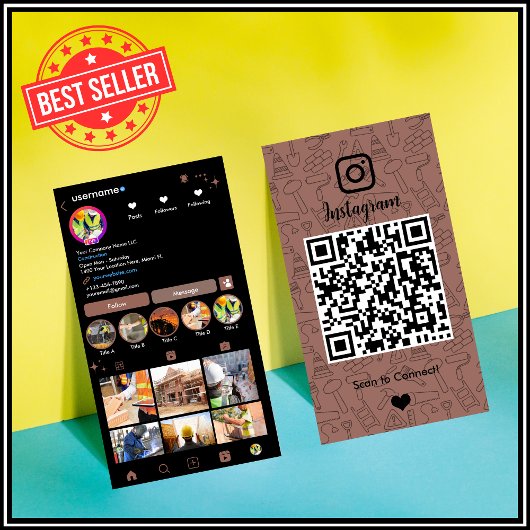 Bauinstagramm Brown QR-Code Visitenkarte