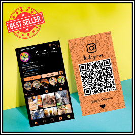 Bauinstagramm Orange | QR-Code Visitenkarte