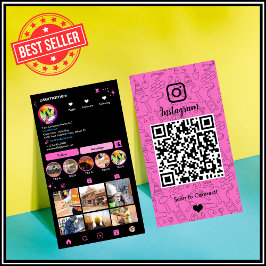 Bauinstagramm Rosa QR-Code Visitenkarte