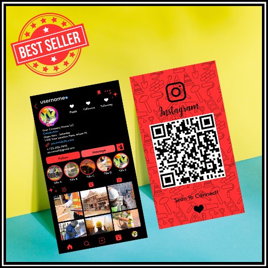 Bauinstagramm rot | QR-Code Visitenkarte