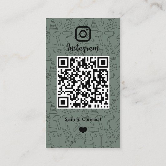 Bauinstagramm-Skalierung Grüner QR-Code Visitenkarte (Rückseite)