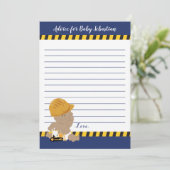 Baujunge Babyduschratenkarte Einladung (Stehend Vorderseite)