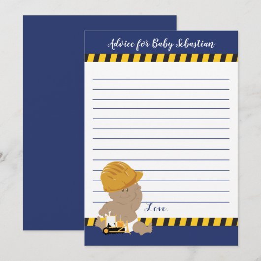 Baujunge Babyduschratenkarte Einladung (Vorne/Hinten)