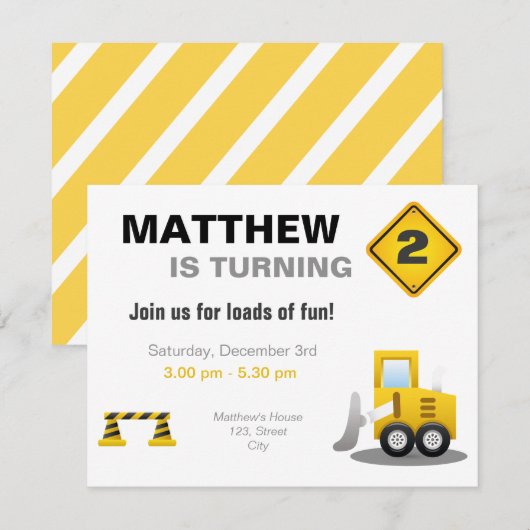 Baujunge - Einladung zum Geburtstag (Vorne/Hinten)