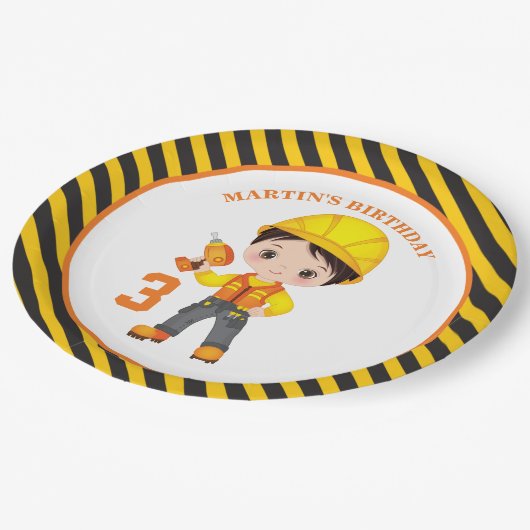 BAUJunge Geburtstagspartei Papiertafel Pappteller (Schrägansicht)