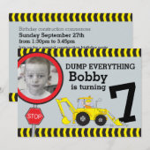 Baujungen 7. Geburtstagsfeier Einladung (Vorne/Hinten)