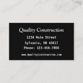 Baukarte Visitenkarte (Rückseite)