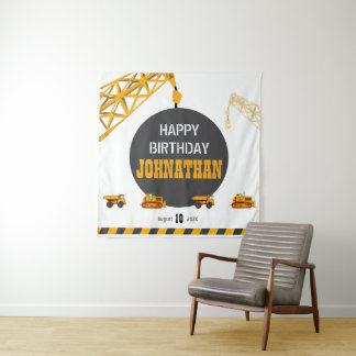 Baukarten zum Geburtstag mit Kran & Abbruch für Ju Wandteppich