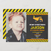 Baukasten-LKW-Junge Geburtstagsparty Foto Einladung (Vorne/Hinten)