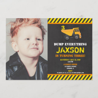 Baukasten-LKW-Junge Geburtstagsparty Foto Einladung