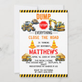 Baukasten Truck 1. Geburtstag Party Einladung (Vorderseite)