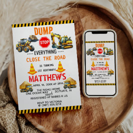 Baukasten Truck 1. Geburtstag Party Einladung