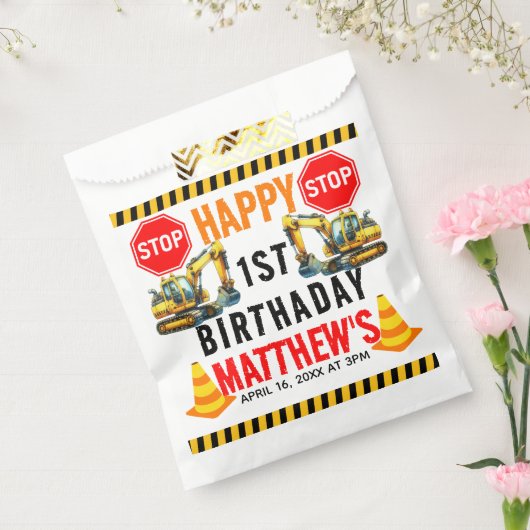 Baukasten Truck 1. Geburtstag Party Geschenktütchen (Versiegelt)