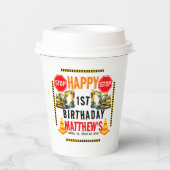Baukasten Truck 1. Geburtstag Party Pappbecher (Vorderseite)