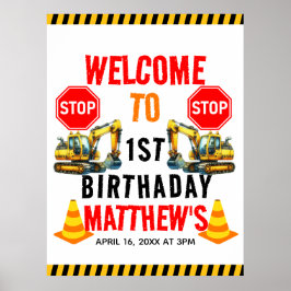 Baukasten Truck 1. Geburtstag Party Poster