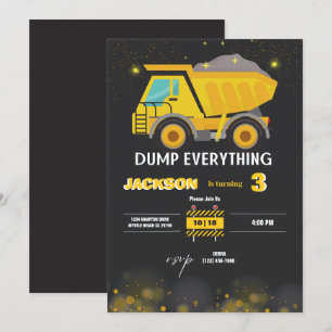 Baukasten-Truck-Boys Geburtstagsparty Einladung