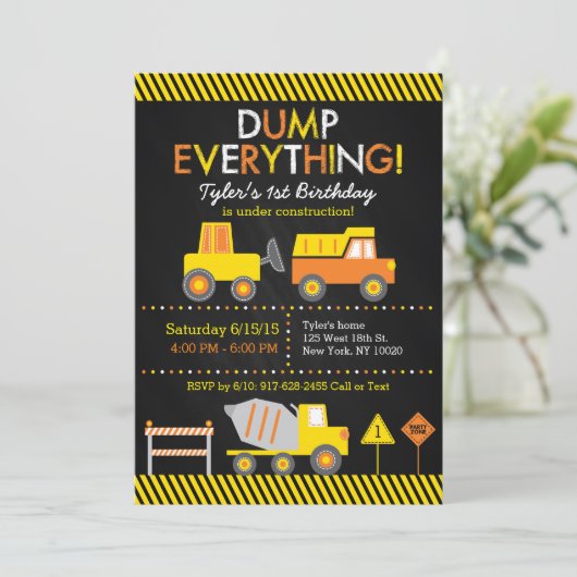 Baukastenbrett 1. Geburtstag Einladung (Stehend Vorderseite)