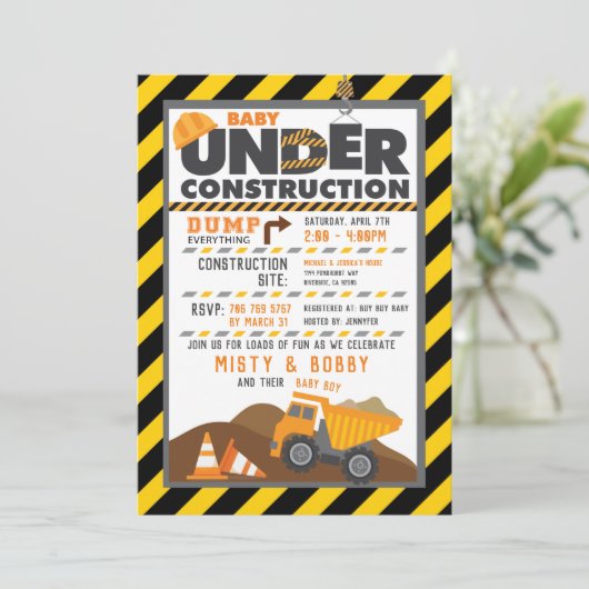 Baukinderdusche Einladung (Stehend Vorderseite)