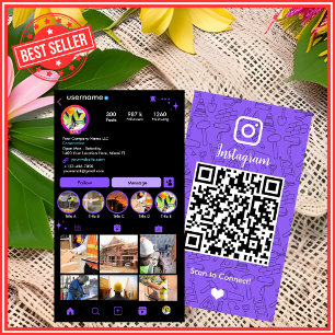 Baukonstruktion Instagram Lila QR-Code Visitenkarte
