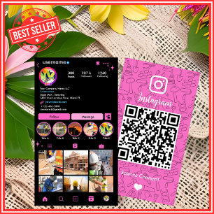 Baukonstruktion Instagram Pink   QR-Code Visitenkarte