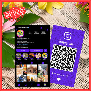 Baukonstruktion Instagram Violett QR-Code Visitenk Visitenkarte
