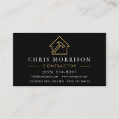 Baukonstruktion Schwarz Gold QR-Code Holz Visitenkarte (Vorderseite)