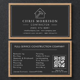 Baukonstruktion Schwarz Silber Holz QR-Code Visitenkarte
