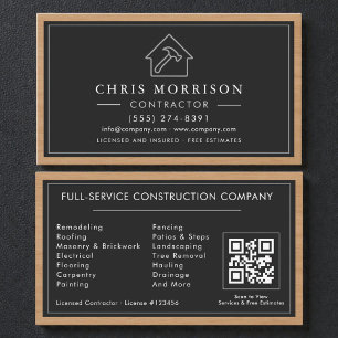 Baukonstruktion Schwarz Silber Holz QR-Code Visitenkarte