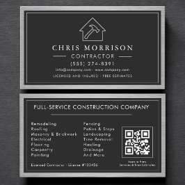 Baukonstruktion Schwarz Silber Metall QR-Code Visitenkarte