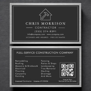 Baukonstruktion Schwarz Silber Metall QR-Code Visitenkarte