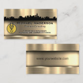 Baukran | City Skyline | Gold Metallic Visitenkarte (Vorne/Hinten)