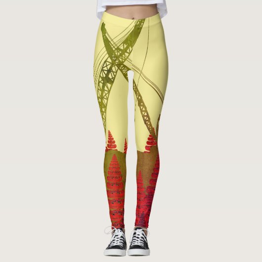 Baukran Fantasie-Kunst-Raupenkran Leggings (Vorderseite)