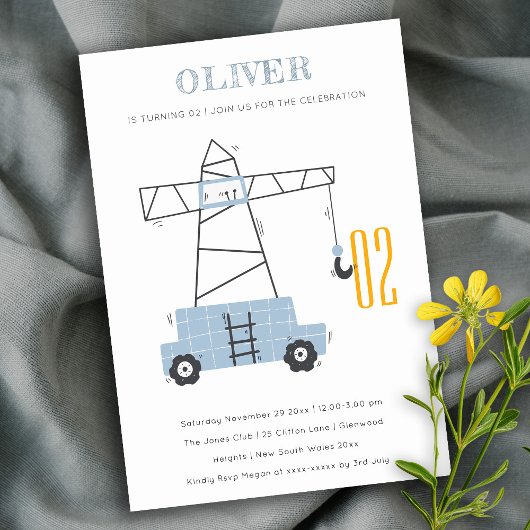 Baukran Kinder jeden Alters zum Geburtstag einlade Dankeskarte