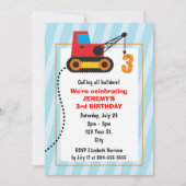 Baukrane 3. Geburtstag Einladung (Vorderseite)