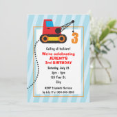 Baukrane 3. Geburtstag Einladung (Stehend Vorderseite)